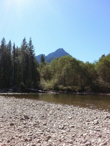 Chucking rocks across the river